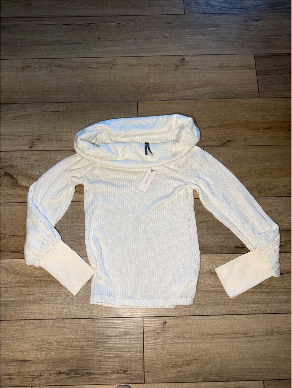 Anthropologie Ivory Off Shoulder Cowl Neck Sweater Top Medium NWT
